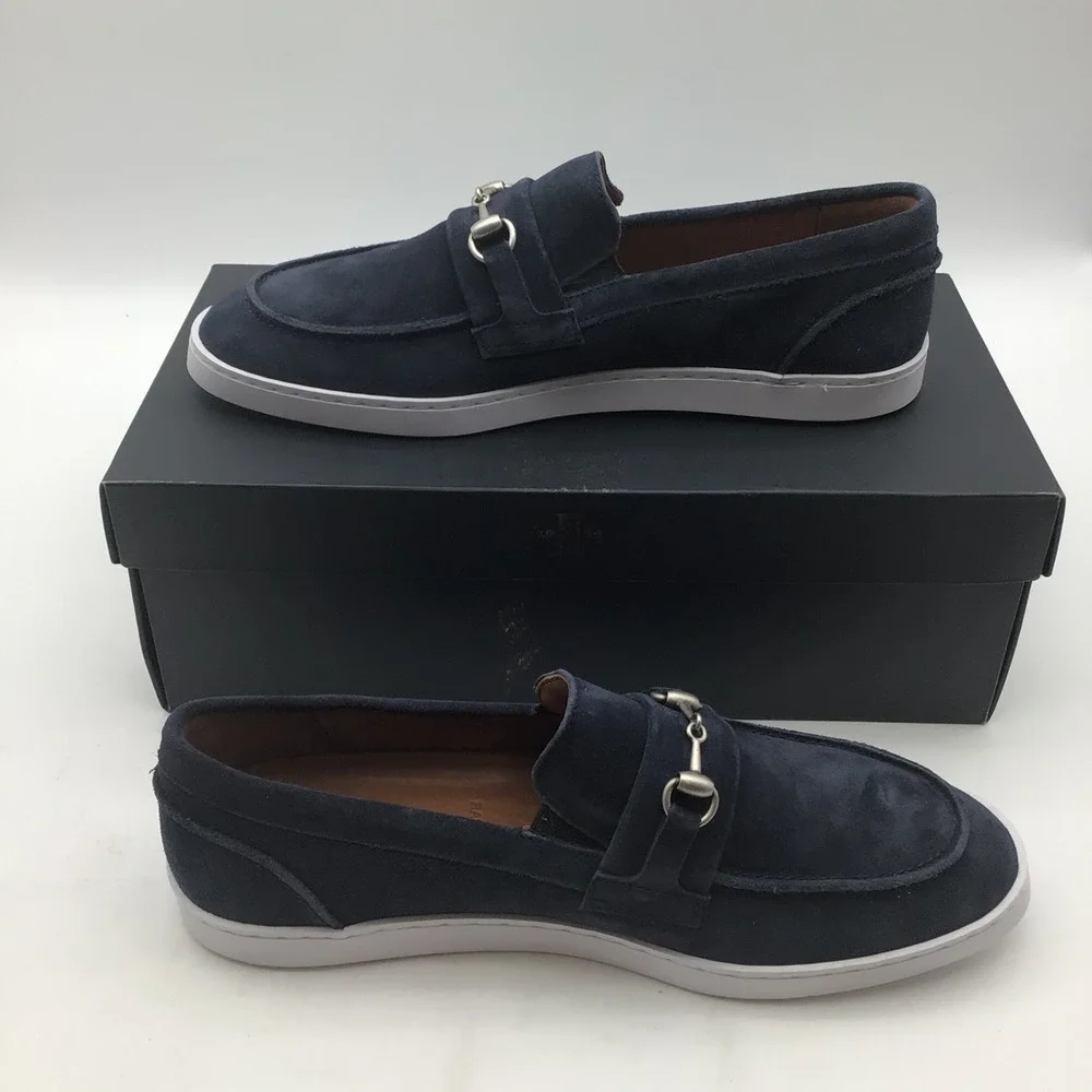 Allen Edmonds Randolph Bit‎ Navy Suede Loafers Slip On Mens 9.5 3E New